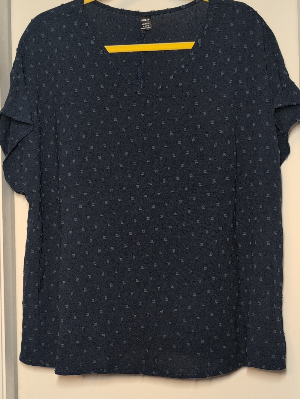 NIB Shein Navy Textured Women's V-neck Top Size XL